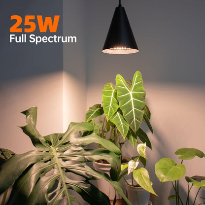 Bstrip Hanging Grow Lights for Indoor Plants, 25W Full Spectrum Hanging Plant Light with Timer &16.4FT Power Cord, 3000K Black Pendant Grow Light for Indoor Plant,Tall Plant Garden, Flowers,Greenhouse