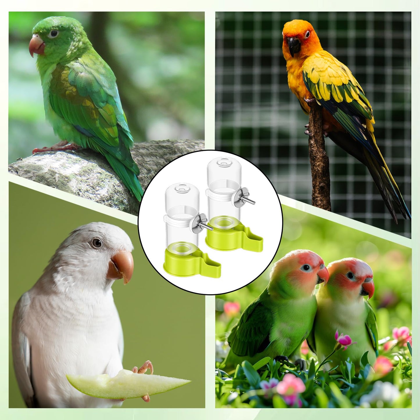 Bird Water Dispenser for Cage Automatic Bird Cage Water Dispenser 2pcs 4.73 Fl Oz Birds Water Feeder for Cages Plastic No Mess Suspended Birds Bottle No Drip for Budgie Conure Lovebirds Cockatiel