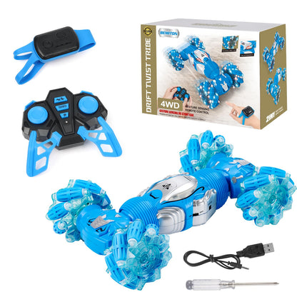 BEMITON Boys Aged 6-12 Birthday Gift Ideas- Gesture Sensing RC Stunt Car Toy for Kids, Hand-Controlled 2.4Ghz Remote Control Twist Cars, 4WD All-Terrain Off-Road Vehicle