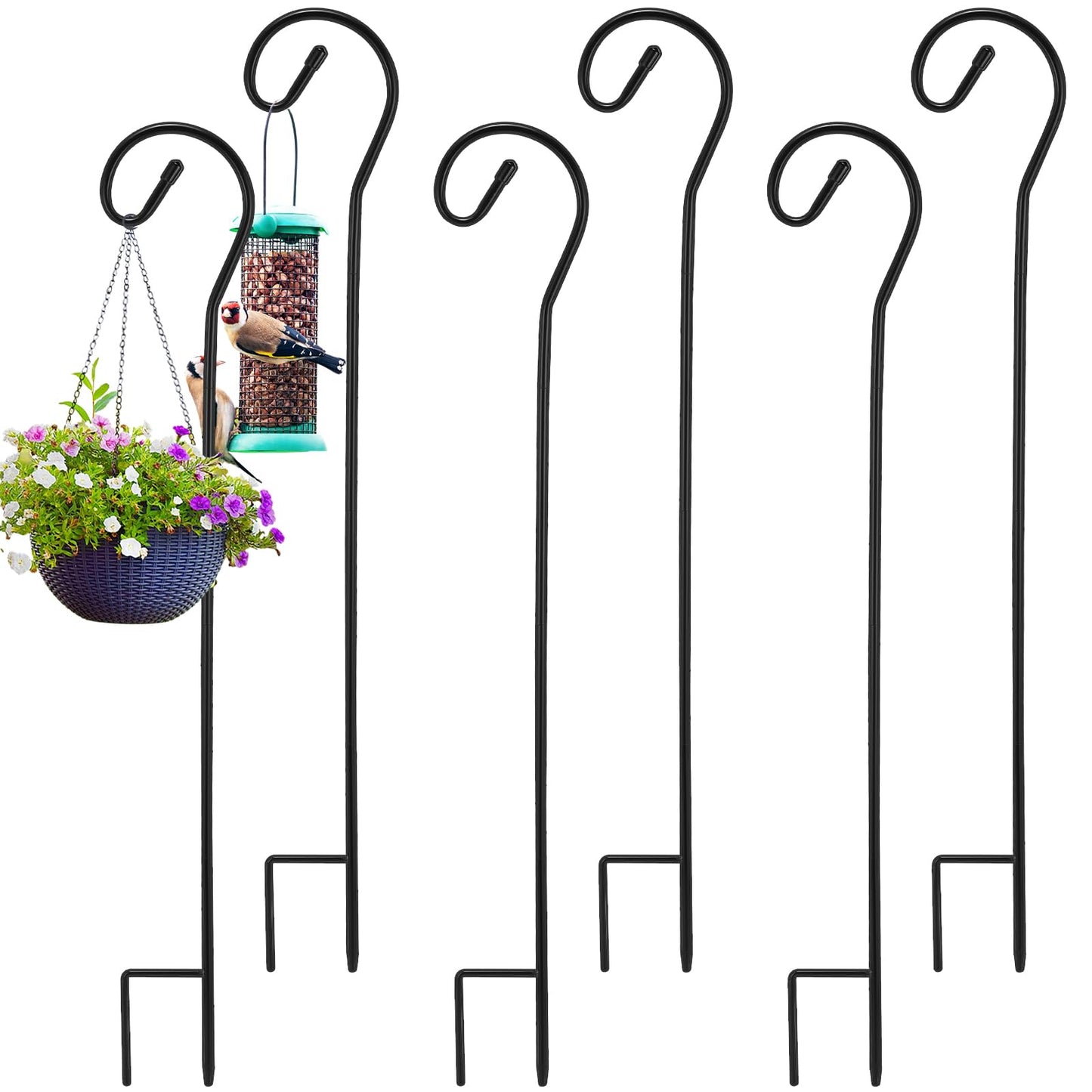 Hicarer 12 Pcs Shepherds Hooks for Outdoor 32 Inch 1/3 Bird Feeder Pole Rust Resistant Steel Shepard Hooks for Wedding Garden Bird Feeders Hanging Lanterns Solar Outdoor Lights