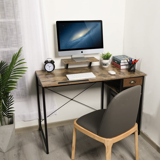 X-cosrack Drafting Table with Storage Shelves & Drawer, 43" Adjustable Art Desk with Monitor Stand for Home Office Computer, Tiltable Draft Drawing Table for Artist, Study, Writing Workstation