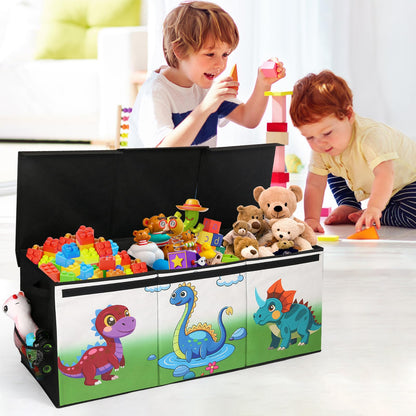 Dqoetort Extra Large Toy Box, Collapsible Storage Organizer with Lids, Sturdy Dinosaur Toy Chest for Boys Girls, 40"x14"x16" Kids Storage Bin Box Baskets for Living Room, Playroom, Bedroom, Nursery
