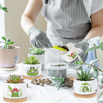 KONROOWEI 3 Pcs Frog Plant Pots,Funny Frog Planter Gifts for Women,for Indoor Plants Garden Planters Succulent Pots, with Drainage Holes and Saucer(No Plants)