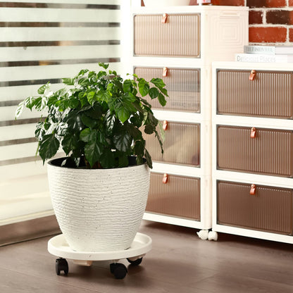 5 Pakcs Large Plant Caddy with Wheels 15.8" Rolling Plant Stands Heavy-duty Plastic Plant Roller Base Pot Movers Plant Saucer on Wheels Indoor Outdoor Plant Dolly with Caster Tray Coaster White