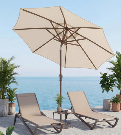 Tobeos 10FT Patio Umbrella, Outdoor Umbrella with Push Button Tilt and Crank, 8 Sturdy Ribs, UV Protection & Waterproof Market Umbrella for Pool, Backyard, Beach,Deck (Beige)