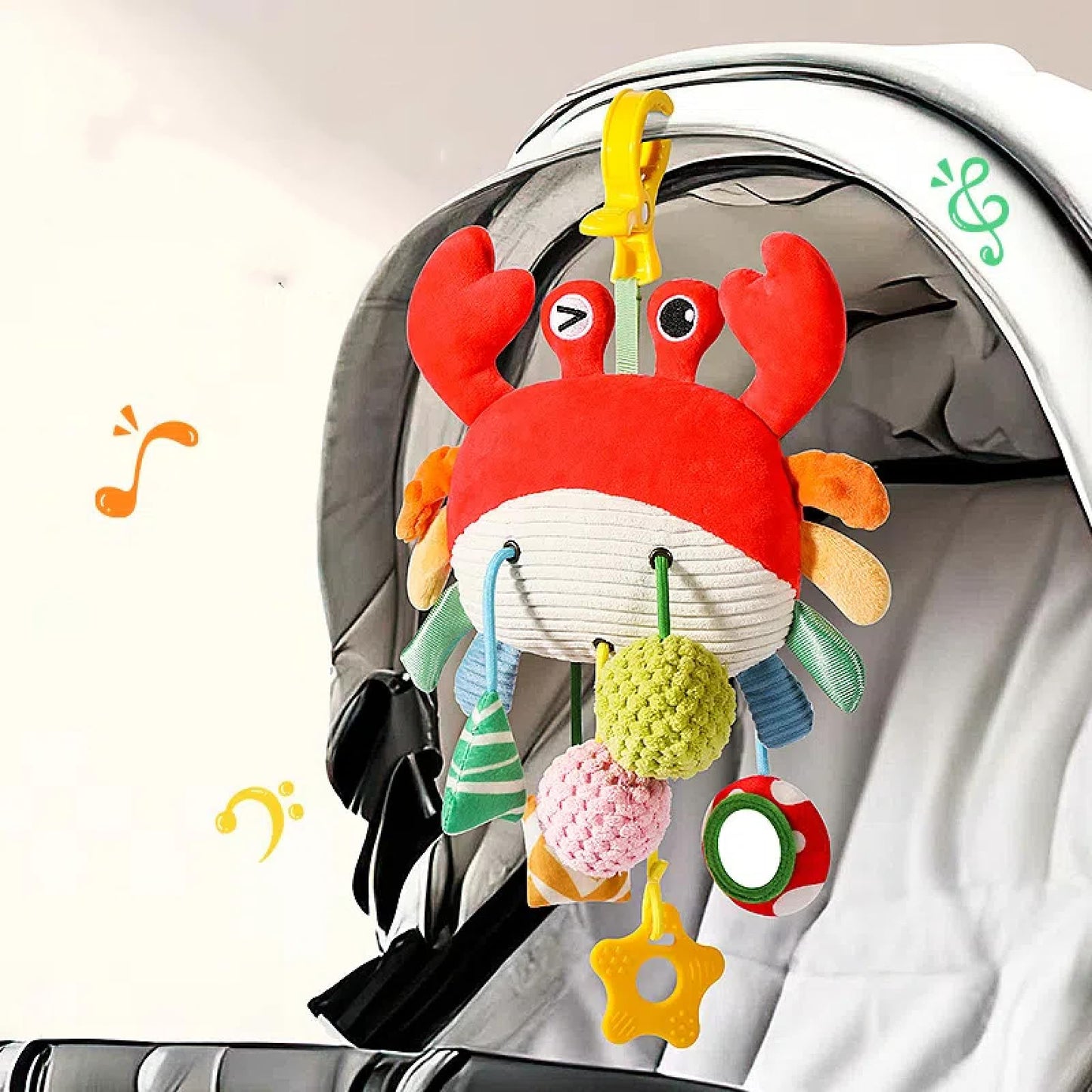 GZYFUVALW Car Seat & Stroller Toys for Babies 0-12 Months, Crab Infant Stroller Hanging Toys for Boys Girls