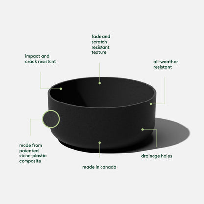 Veradek Mason Series Kona Bowl Planter - Round Planter for Indoor or Outdoor Tabletop/Balcony | Durable Plastic-Stone Composite Material | Modern Décor for Flowers, Succulents, Small Plants