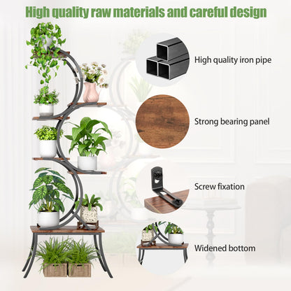 VERASCOT Plant Stand Indoor with Grow Lights - 63'' Tall Plant Stand Corner Plant Stands 6 Tiered Large Flower Holder Display Rack for Living Room Bedroom Office Home Decor
