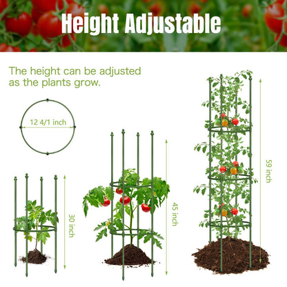 joyhalo 3 Pack Tomato Cages for Garden, 59 Inch Tomato Cage Heavy Duty, Height Adjustable Tomatoes Trellis for Climbing Plants Vegetables Flowers Cucumber Peony