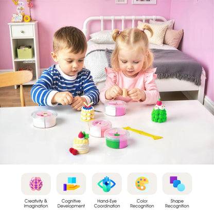 Air Dry Clay Kits for Kids - hittaty Cake Themed Model Magic Clay, 12 Boxes Molding Clay for Kids with Sculpting Tools and Tutorials, Safe, Soft & Non-Sticky DIY Arts and Crafts Gift for Boys & Girls