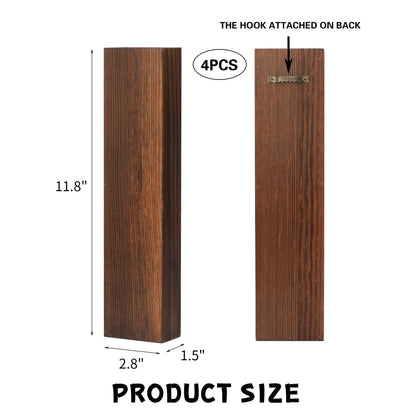 Wood Wall Planter 4 Pack Wall Decor for Artificial Flower Plants Wooden Plants Holders Pocket Vase Hanging for Living Room Bedroom Dining Room Bathroom Indoor Decroation (Dark Brown)