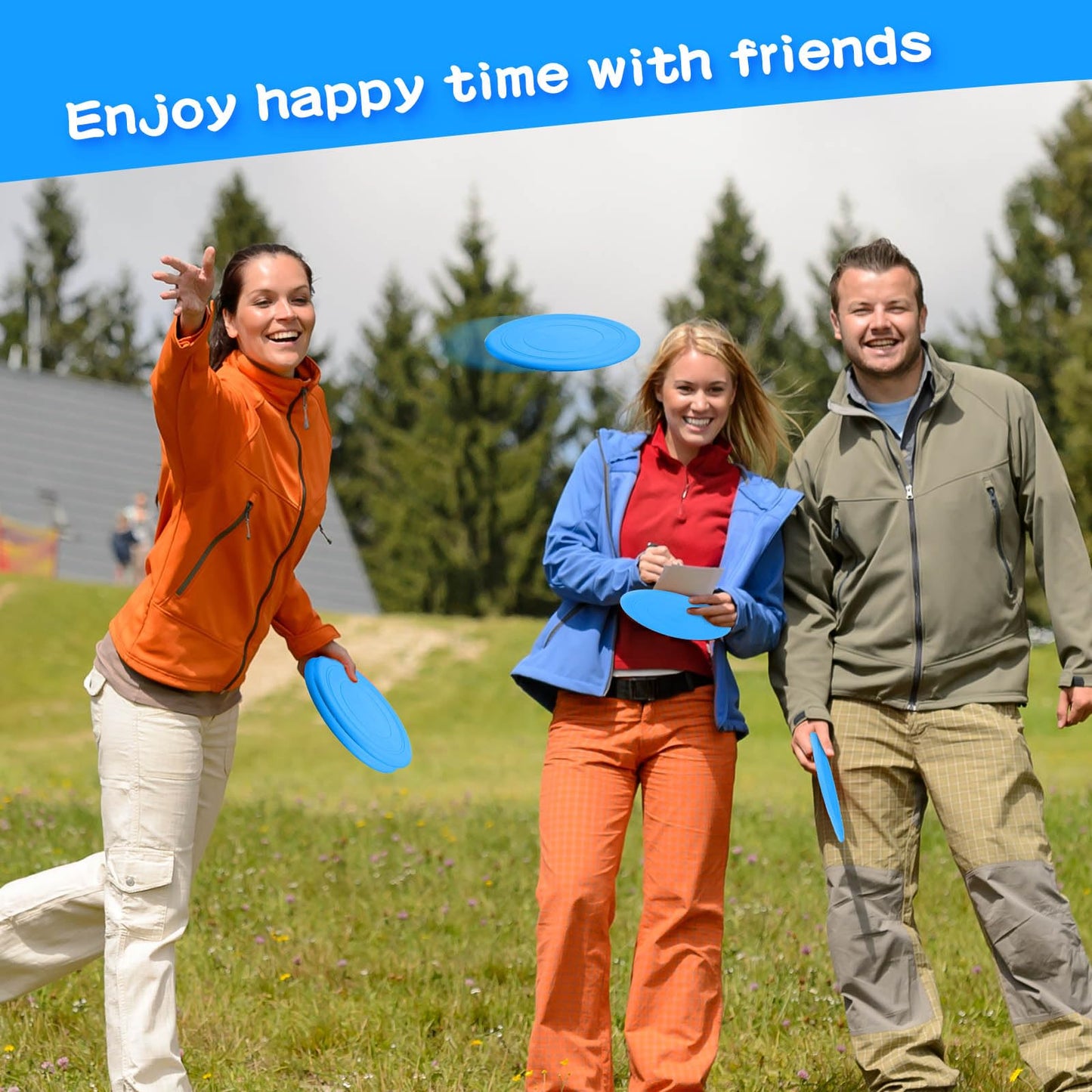 Lenwen 24 Pcs Flying Disc 6.89 Inch Soft Silicone Flying Disks Play Flick Disc for Outdoor Backyard Beach Lawn Sports Park Camping Playing Adults Pet(Blue)