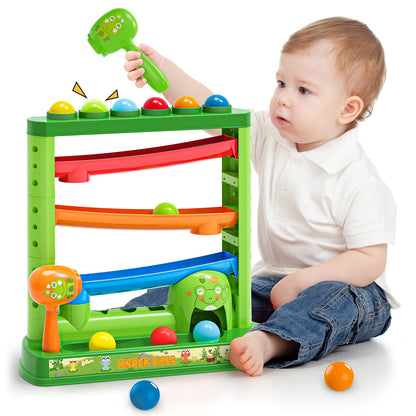 OCHIDO Toddlers Toys for 1 2 3+ Years Old Kids, Pound A Ball Included 2 Hammer & 12 Balls, Montessori Toys for Interactive Game for Boys and Girls, Early Learning Educational Gift