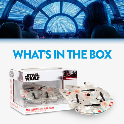 Star Wars Millennium Falcon Motion Sensor UFO Drone - Hand Controlled Hover Quadcopter with Flip Stunt Mode and Obstacle Avoidance - Officially Licensed Star Wars Toy for Kids 6+