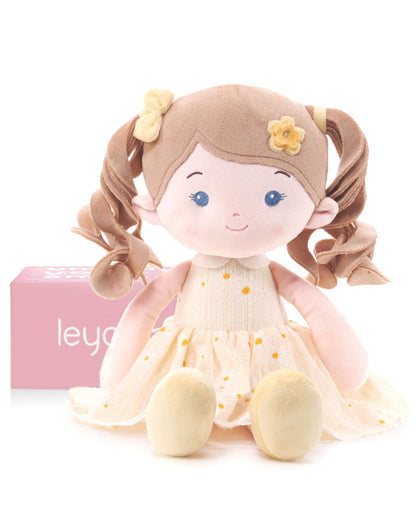LeyaDoll Soft Baby Doll Toys (16''), My First Baby Rag Doll for 1 Year-Old Girl Birthday Gift, Christmas Plush Toys Gift for Toddler Kids Infants-Daydream-Daisy-Girl-Yellow