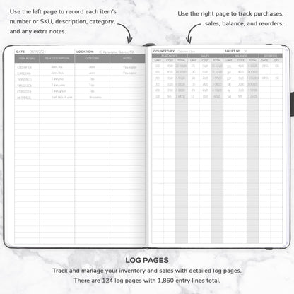Clever Fox Inventory & Sales Log Book for Small Business – Inventory Ledger Book, Inventory Notebook, Order Tracker Book for Purchases, Sales & Reorders – Undated, Hardcover, A5, Silver Black