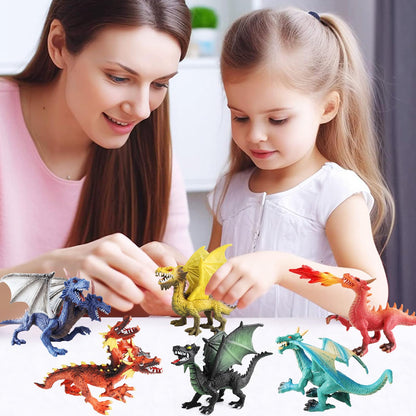 EOIVSH Dragon Toy Figures - Ancient Flying Dragon Figurines, Mythical Action Figure Kid Toys, Girls and Boys Ages 3 and Above, Pack of 6
