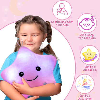 Subao Sensory Toys for Kids with Autism,70" Vast Planet Kids Play Sensory Tent with Lights and 14" Pink Light Up Star Plush Sensory Toddler Pillow,Birthday Xmas Gifts for Boys Girls Ages 3-12