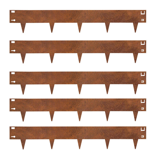 PROWORX Corten Steel Rust Landscape Edging Border, 5 Pack 42”L x 7”H Weather Resistant Bendable Metal Garden Lawn Edging for Landscaping, Yard Pathway (16.5 Ft Total)