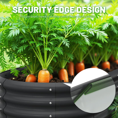 Anmiro Galvanized Steel Raised Garden Beds, 4x2x1ft-2PCS for Lightweight Planter Boxes Outdoor with Easy Assembly, Oval Large Gardening Box for Vegetables, Fruits, Flower,Black