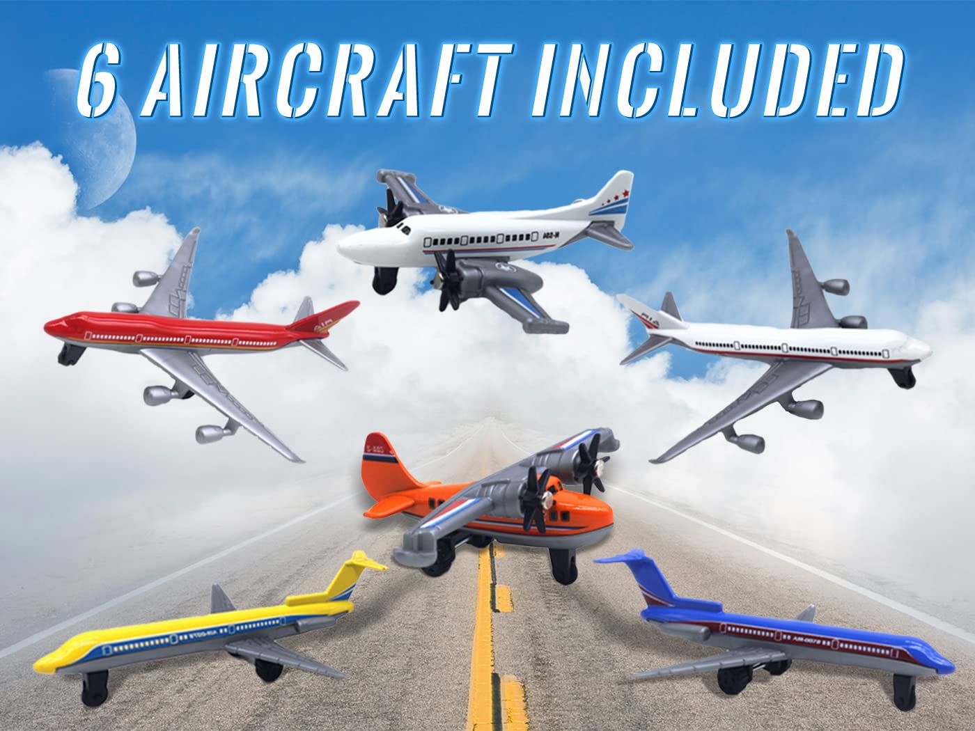 Crelloci Toy Airplane 6 Pack Mini Diecast Aircraft, Playset Includes Glider and Airlines Planes for Birthday Party Favor Toys for Kids Boys and Girls