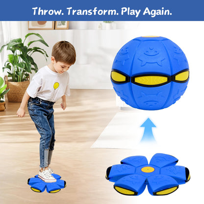 Ageroul 2-in-1 Magic Ball Toy with LED Lights – Bouncing Ball & Flying Saucer Combo, Color-Changing Boomerang Sphere for Outdoor Play, Kids & Family Games (Blue)