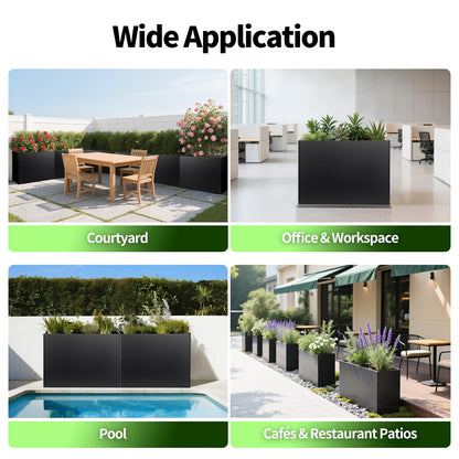 Leomru Metal Planter Box 36"x12"x26", Large Rectangular Planter for Outdoor Plants - Heavy Duty Tall Planter Box with Removable Insert Shelf & 4 Drainage Holes Outdoor Planter for Porch/Patio/Garden
