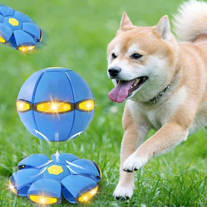 2-in-1 Magic Ball Toy - Transforming LED Bouncing Ball & Flying Saucer with 6 Colorful Lights - Glowing Boomerang Sphere for Outdoor Family Fun and Kids Games (Blue)