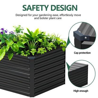 Vengarus 4x2x2FT Galvanized Raised Garden Bed Kit, Deep Root Planter Box Outdoor Large Planter Raised Beds for Planting Flowers,Vegetables and Herbs-Black