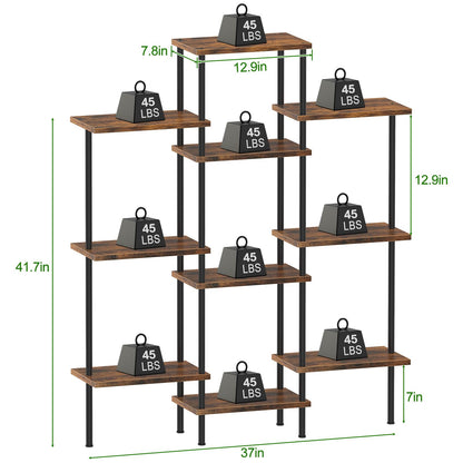 KANEODOT 42" Tall Plant Stand,4-Tier Heavy Duty Plant Shelf,Small Plant Stand Indoor and Outdoor,Living Room,Balcony,Home Office,37''L x 7.8''W x 42''H,Rustic Brown