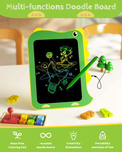 TEKFUN Toddler Boy Toys, 2 Pack LCD Writing Tablet for Kids, Doodle Board Dinosaur Toys, Travel Essentials Toy for 3 4 5 6 Year Old Boys Girls, Easter Birthday Christmas Gift (8.5inch Green&Pink)