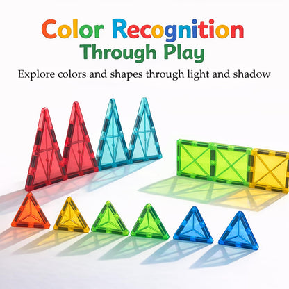 LATI Magnetic Tiles Starter Set for Kids,Beginner Magnetic Building Blocks for Early Learning, Build in 2D & 3D, Open-Ended STEM Building Toy,Easy to Start for Early Builders,Toy Gift for Ages 3–6