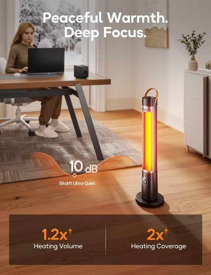 Outdoor Heater for Patio, 32" Infrared Electric Heaters Indoor w/Remote, 1500W, 60° Oscillation, 9H Timer, 9 Heat Level, Tip-Over/Overheating Protection, Safety Lock, for Garage Porch Office Inky