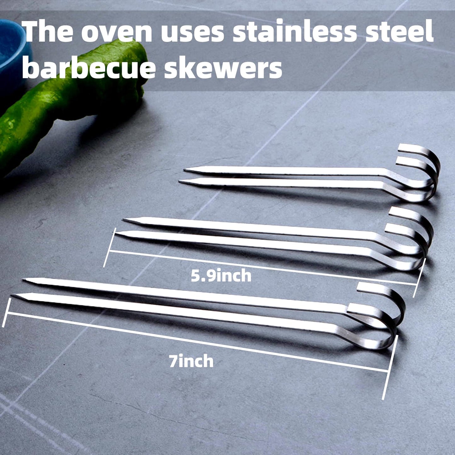 40PCS Kabob Skewers Flat Metal BBQ Barbecue Skewer 7" short Stainless Steel Shish Kebob Sticks Wide Reusable Grilling Skewers Set for Meat Shrimp Vegetable, Set of 40 with box (5.9inch)