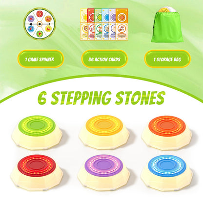 Light Up Stepping Stones for Toddlers 3-5 - 6 PCS Non-Slip Musical Stackable Step Stones, Toddler Obstacle Course Sensory Toys, Indoor Outdoor Jumping Play 1-3 Years Old Boys Girls Birthday Gifts