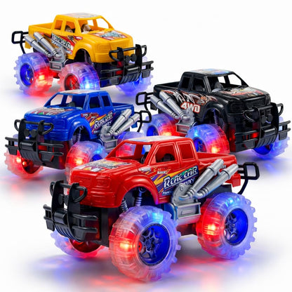 ArtCreativity Light Up Monster Trucks for Boys and Girls, 4-Pack Toy Truck Set, Monster Trucks for Boys 3 4 5 6 7 8 Years Old, Toddler Monster Truck Toys, Light Up Trucks