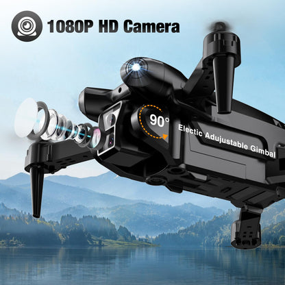 ASFSFQ Drone with Camera 1080P HD,Mini Drone for Beginners Kids Adults,Foldable RC Quadcopter with Stable Hover,Trajectory Flight,One Key Take Off/Land,2 Batteries,Toys for Boys and Girls（Black)