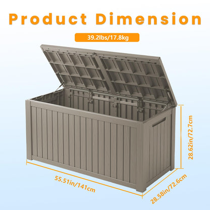 PATIOEASY Outdoor Storage Box 205GAL Waterproof Resin Deck Box,Pool Accessories Supplies，UV-Resistant Lockable Package Delivery Bin for Garden Tools,Large Patio Outside Cushions,Chest,Furniture,Grey