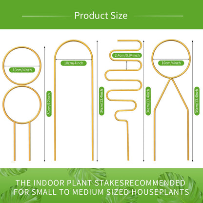 4 Pcs Small Metal Trellis for Potted Plants,Gold Trellis for Climbing Plants Indoor,Small Trellis for Potted Plants Support Stake House Plant Trellis for Garden Potted Plant,Hoya,Pothos,Flower