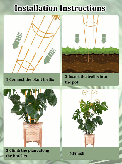 2 Pcs Tall Trellis for Potted Plants, 30'' Expandable Butterfly Shape Garden Trellis for Climbing Plants Indoor, Plant Pothos Climber Support for Monstera, Ivy, Hoya, Vine (Yellow)