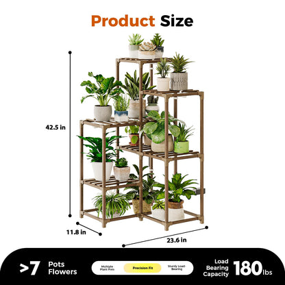 Bamworld Plant Stand with Grow Light for Indoor Plants Growing Corner Plant Shelf with Grow Lights for Living Room Patio Decor
