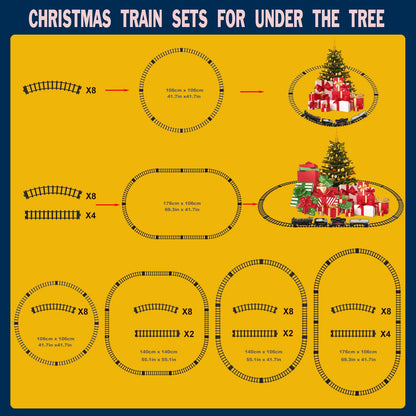 Electric Remote Control Train Set Christmas Trains Steam Locomotive, Cargo Car & Tracks, Rechargeable Train Toys for Kids w/3 Smoke,Whistle & Lights, Christmas Birthday Gift for Boys Girls 3 4 5 6 7