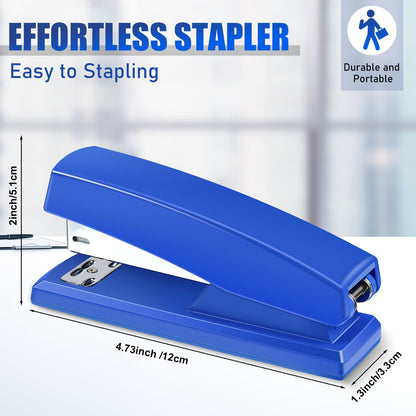 Marspark 10 Pcs Stapler for Desk Office Staplers Bulk with 6000 Staples 25 Sheet Capacity for School Office (Blue)