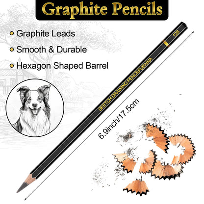 Humyoun 144 Pcs Drawing Sketching Pencil Set Professional (12b - 4h) Graphite Charcoal Gift Bulk for Artists Beginners, Pro Artists, Drawing Art, Sketching