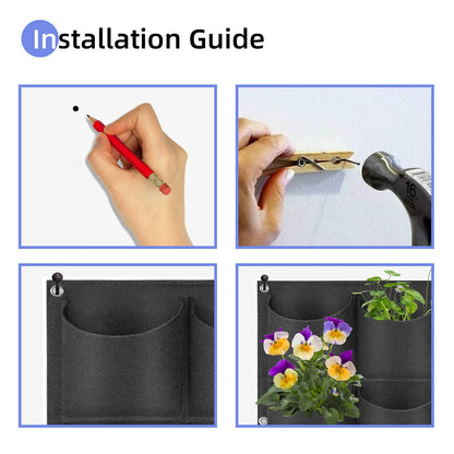25 Pockets Hanging Planter Bags, Hanging Vertical Wall Mounted Plant Planting Grow Bags, Herb Garden Planter Outdoor Indoor Growing Bag, Gardening Vertical Greening Flower Container(1m×1m, Black)