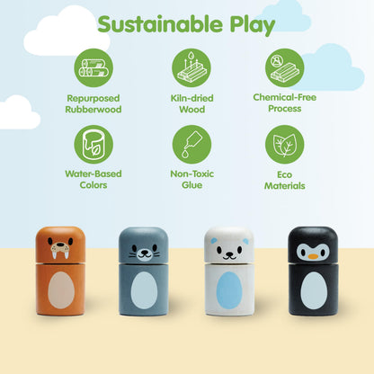 PlanToys® Arctic Animal Matching Wooden Montessori Learning Toy | Educational Matching Game for Memory, Sorting and Visual Skills | Eco Friendly Fine Motor and Early Cognitive Activity