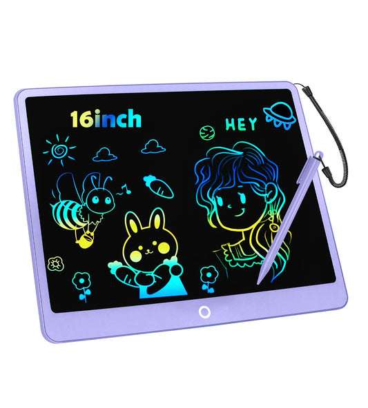LCD Writing Tablet Doodle Board,16 Inch Colorful Drawing Pad for Kids,Mess Free Coloring for Toddlers Toys Gifts for 3 4 5 6 7 8 Year Old Girls Boys Home School Office Handwriting Tablet -Purple