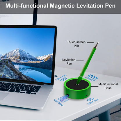 Elenzk Magnetic Floating Ballpoint Pen for Men & Women, Luxury Gift with Dock Base, Fine Point Black Ink Sign Pen, Innovative Desk Gadget, Unique Gift for Business Owner and Christmas (Green)