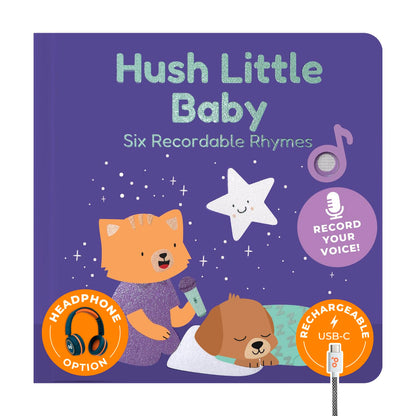 Cali's Books Hush Little Baby Recordable Music Book Toddlers 1-3 Years Old - Lullaby Rhymes Musical Book, Headphone Jack, Interactive Sound Book, Voice Recording Song Toy Children Girls Toddler Boys