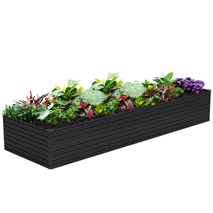 Vengarus 12x2x2FT Galvanized Raised Garden Bed Kit, Deep Root Planter Box Outdoor Large Planter Raised Beds for Planting Flowers,Vegetables and Herbs-Black